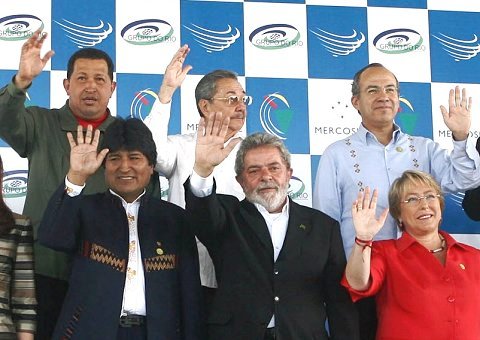 Morales, Lula, Bachelet, Chavez, Raul Castro, Calderon - Photo ABN/ABI